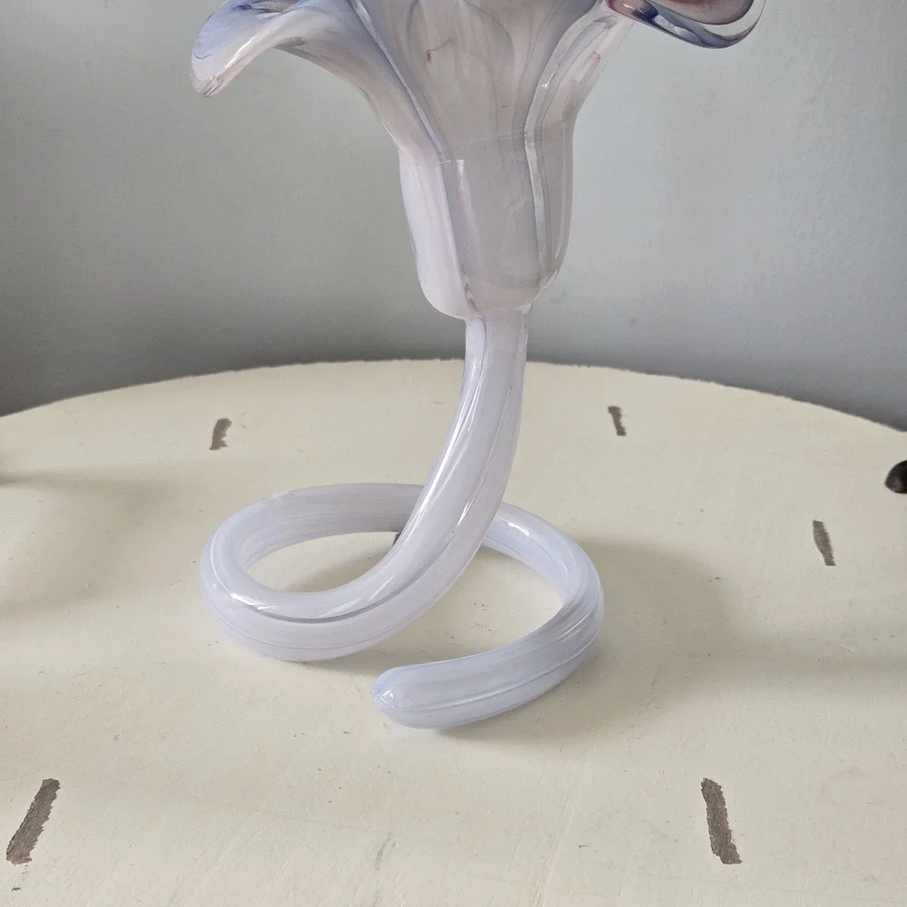 Vintage Blown Glass Murano Style Flower Swirl Vase MCM